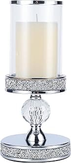 Hanjue Pillar Candle Holders, Silver Candle Holder for Pillar Candle, Candlesticks Holder, for Wedding, Dining Coffee Table, Home Centerpices, Home Decor CH00XS