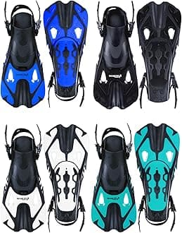 Two Bare Feet Adjustable Diving Fins – Swim, Snorkel & Scuba Fins for Adults – Full Foot Flippers with Easy Strap – Ideal for Holidays, Pool, Sea & Water Sports