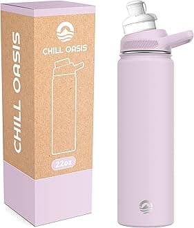 Chill Oasis Water Bottle | Compatible With Popular Flavor Cartridges | BPA Free, Leak Proof, Double-Walled Vacuum Insulated Stainless Steel, and Dishwasher Safe | Cold for 24 Hours (Lavender, 22oz)
