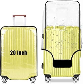 20 Inch Clear PVC Luggage Cover, 0.2mm Thick Lightweight Waterproof, Dustproof, Anti-Scratch Suitcase Cover, Luggage Covers for Suitcase TSA Approved, Fits 19"-20" Wheeled Luggage
