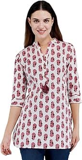 Women Indian Cotton Short Kurti Tunic | ORDER 1 SIZE BIGGER