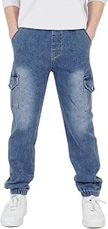 Kids Boys Elasticated Waist Slim Fit Cargo Joggers