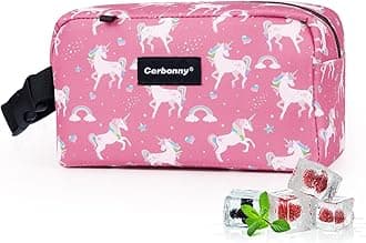 CerbonnySmall Cooler Bag Freezable Lunch Bag for Work School Travel,Small Lunch Bag,Insulated Bag for Kids/Adults,Freezer Lunch Bags Fit for Yogurt,Suit for 3+(Pink Unicorn)ClimatePartner certified