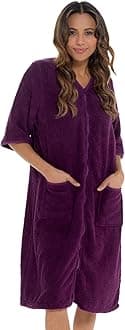 Ladies Zip Towelling Robe LN728 Purple 20-22