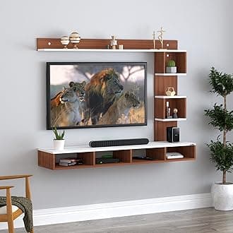 Anikaa Irina Engineered Wood Wall Mount TV Unit/TV Stand/TV Cabinet/TV Entertainment Unit/Set Top Box Stand (Walnut White) (Ideal for 43 Inch)(D.I.Y)
