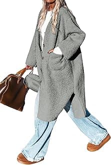 Aoang Women 2025 Winter Faux Fur Coats Fuzzy Fleece Open Front Outerwear Button Down Sherpa Long Jackets