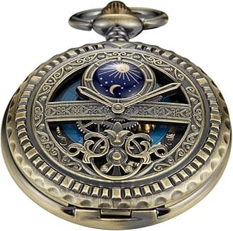 Vintage Mechanical Men's Pocket Watch, Roman Dial Clock Hand Wind Pocket Watch for Men with FOB Chain Gift