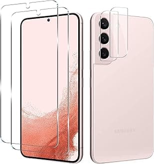 Galaxy S22 Tempered Glass Screen Protector + Camera Lens Protector [ 2 + 2 Pack ][Case Friendly] [Anti-Scratch] [Ultrasonic Fingerprint Unlock] Clear HD Glass Protective Film for Samsung Galaxy S22