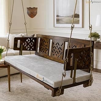 Reversible Wooden Swing (Jhula) Onjle, Wooden Jhula for Living Room Without Cushion - EVA (52 Inch)