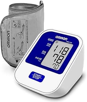 Omron HEM 7124 Fully Automatic Digital Blood Pressure Monitor with Intellisense Technology For Most Accurate Measurement, White and Blue