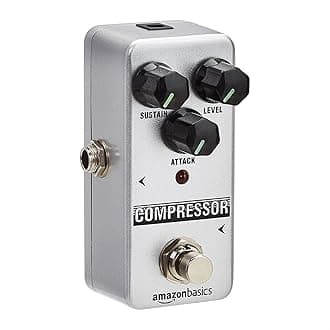 Amazon Basics Compressor Guitar Pedal, Fully Analog Circuit with True Bypass, Silver