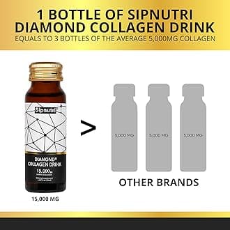 Diamond Liquid Collagen Drink, 15000 mg Hydrolyzed Marine Collagen Peptides with Vitamin C, Pomegranate, Healthy Hair Skin Nails Joints Bones Support, 50 ml x 10 Bottles (3 Boxes)