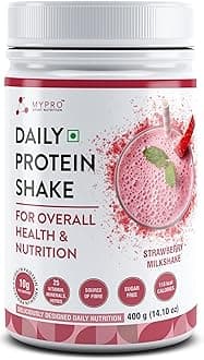 Mypro Sport Nutrition Daily Protein Shake 118 kcal Calories, 25 Vitamin -Serving -40- For Men & Women Strawberry Milk Shake Flavor For 400Gm