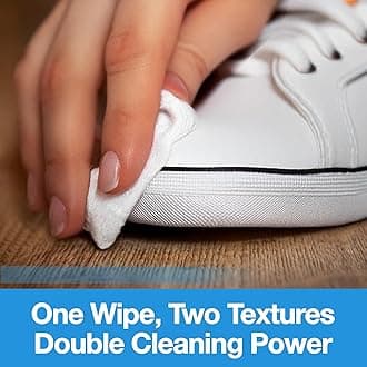 Premium Sneaker Cleaning Wipes (12 Pack) Dual Textured Individually Wrapped Pre-Moistened Quick Care Wipes for Leather, Nubuck, Rubber Sneakers, Shoes and Boots