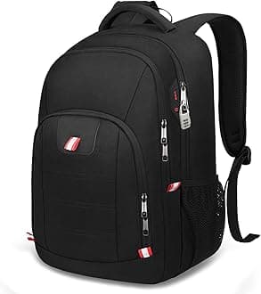 Della Gao Travel Laptop Backpack, Black Backpack for Men and Women with USB Slit Business Computer Back Pack (Black, 15.6 Inch)
