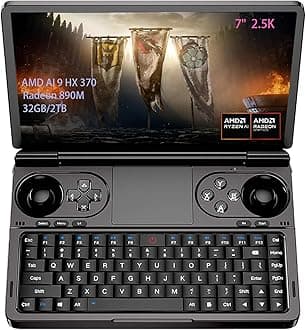 GPD WIN Mini 2025 Handheld Game Console, 7" Touchscreen Gaming PC Mini Laptop Gamepad UMPC Win11 [AMD Ryzen AI 9 HX 370 32GB RAM/2TB M.2 NVMe SSD]
