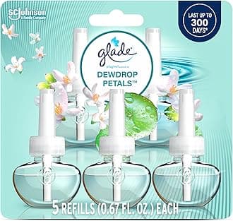 PlugIns Refills Air Freshener, Dewdrop Petals, Scented and Essential Oils for Home and Bathroom, 0.67 Fl Oz, 5 Count