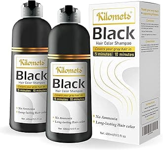 Black Hair Dye Shampoo 400ml- Pack 2-100% Grey Coverage in Minutes - Ammonia Free Hair Color Shampoo Gray Silver Hair- Instant Coloring At Home Gift for Her for Him