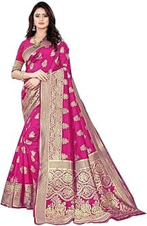 SugathariBanarasi Saree for Women Pure Kanjivaram Silk Soft 2023 Design Pattu Saree Latest Collection Cotton Party Saree with Sadi Wedding Blouse (PARI 63 NEW WINE)