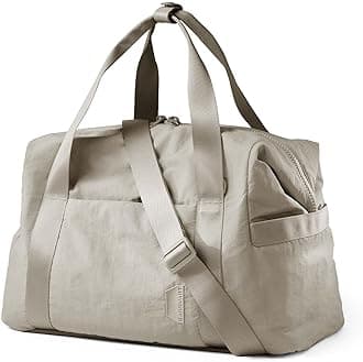 bagsmartBAGSMART Gym Bag for Women, Carry on Weekender Overnight Bag, Travel Duffel Bags with Trolley Sleeve, Personal Item Travel Bag Tote Bag Workout Dance Bag, Beige, Large, Travel