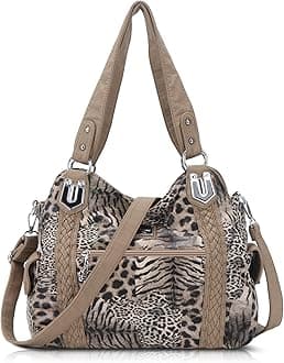 Angel Barcelo Hobo Fashion Handbags Women Spacious Shoulder Bags Washed Leather Shoulder Bag