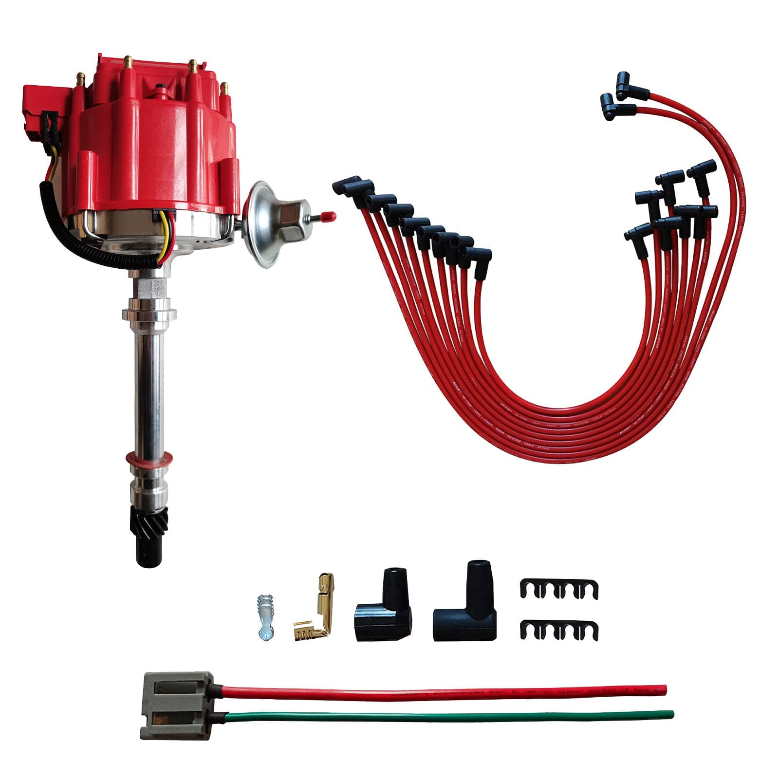 - MAS Performance HEI Distributor with Red Cap and Wiring Kit including 65K Coil Compatible with Chevy 305-454 Chevrolet C10 GMC SBC BBC 350-400 4.3L 5.0L 5.7L 6.6L 7.4L