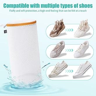 Kimmama Shoe Washing Machine Bag, Shoe Bag for Washing Machine, Mesh Laundry Bags for Sneakers, Footwear, Trainers, Slippers, Honeycomb Net, Orange Zipper, 7x15"