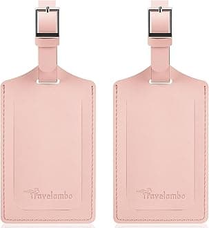 Travelambo Luggage Tags for Suitcases Faux Leather Privacy Protection 2 Pack Bag Tags Travel Accessories Essential, Lotus Pink, ys/m