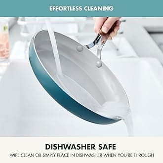 GreenPan Nova Healthy Ceramic Nonstick 10-Piece Cookware Pots and Pans Set, PFAS & PFOA-Free, Frying Pans, Saute, Stockpot, Utensils, Lids, Induction Suitable,Dishwasher, Oven & Broiler Safe,Deep Teal