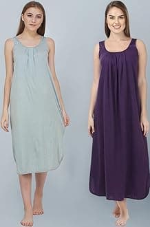BLAZON Women's Cotton Hosiery Solid Maxi Nighty Slip (Pack of 2) Available Sizes: S, M, L, XL, 2XL, 3XL, 4XL, 5XL