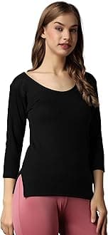 Women's Winter Warmer Thermal Vest 3/4 Sleeves Ultra Soft Scoop Neck Winter Inner Wear Top Johns Underwear