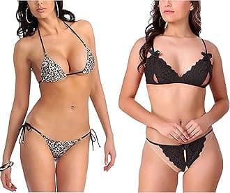 Women's Lace Lingerie Bra and Panty Set Strapy Babydoll Nighty for Honeymoon Valentine Dress Sexy Lingerie/Bikni Set Free Size Valentine's Day Gift Wrapped Packing