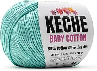Cotton Yarn, 60% Cotton 40% Acrylic Yarn, Soft Cotton Yarn for Crochet and Knitting, Amigurumi Yarn 1 Skein/Ball 1.76 Oz (50g) / 180 Yrds (165m) - Baby Blue