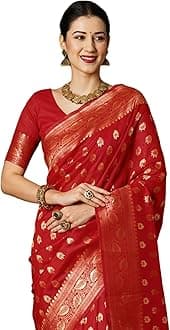 SIRIL Women's Banarasi Silk Kanjivaram Jacquard Saree With Unstitched Blouse Piece