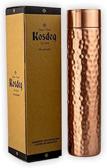 Kosdeg Copper Bottle 1 Litre (Vintage Modern Hammered Design)