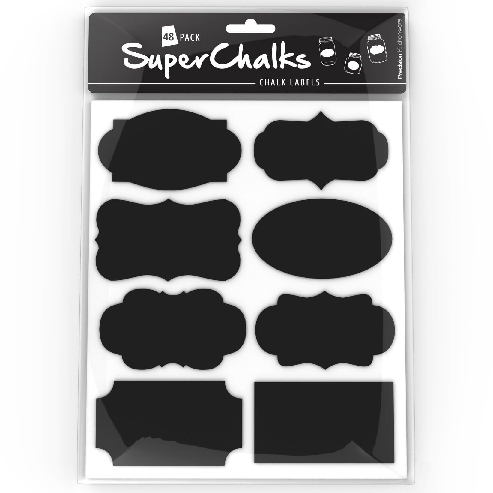 SuperChalks Decorative Chalkboard Labels - Perfect for Jars and Containers - Pack of 48