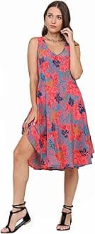 KE KanhaExportsKE KANHA EXPORTS Dress for Woman - Short Dress & Long Dress Latest Stylish Unique Border Design and Tassel Stretchable with Adjustable Drawstring fit and Flare Dress Beach wear