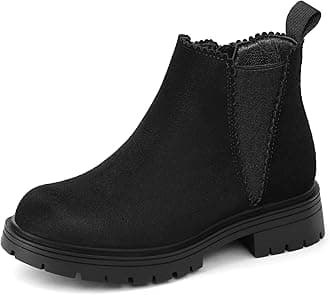 K KomForme Girls Ankle Boots with Side Zipper Chelsea Booties Lug Sole (Toddler/Little Kids/Big Kids)
