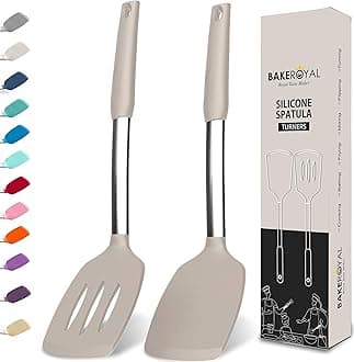 Silicone Spatula Set - Turner Spatulas Silicone Heat Resistant 600°F - Slotted & Solid Spatula for Cooking Fish, Eggs, Pancakes Flipper – Spatulas for kitchen use – Mist