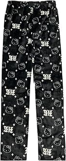 Cartoon Pajamas Pants for Women Girls Cute Cat Print Flannel Sleep Bottoms Halloween Christmas Sleepwear