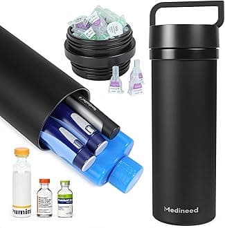 Medineed Insulin Cooler Travel Case TSA Approved, 60H Refrigerated Diabetes Travel Organizer with Ice Packs, Large Medication Cooler with Needle Compartment for Diabetic Supplies (Black)