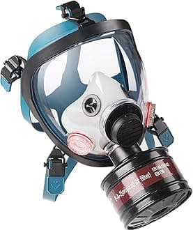 Gas Mask Full Face Respirator: Gas Masks Survival Nuclear and Chemical Reusable Respirators with 40mm Activated Carbon Charcoal Filter Canister for Dust Medical Spray Paint Welding Polishing Vapor