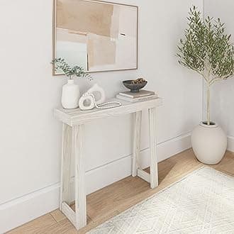 Plank+Beam Solid Wood Console Table, 36 Inch, Sofa Table, Narrow Entryway Table for Hallway, Behind The Couch, Living Room, Foyer, Easy Assembly, Coastal White