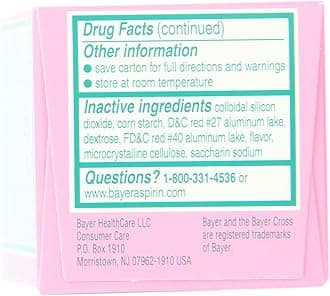 Bayer Chewable Low Dose Baby Aspirin Cherry 81 Mg 36-Count (Pack of 3)