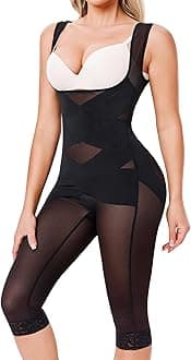 Bodysuit for Women Tummy Control Shapewear Faja Body Shaper Waist Trainer Open Bust Mid-Thigh Bodysuit