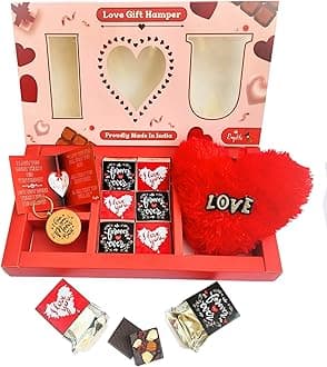 Expelite Valentines Birthday Anniversary I Love you |Chocolates | Heart Pillow | greeting card | Keychain ring | Special | unique | romantic | Gifts Hamper Combo Pack, 450 grams