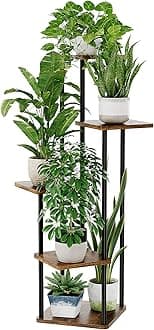Bamworld Plant Stand Indoor Tall Plant Shelf for Multiple Plants Corner Plant Table Tiered Flower Stand for Living Room Bedroom Balcony Brown