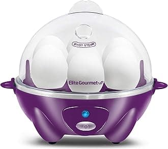 EGC700P# Rapid Egg Cooker, 7 Easy-To-Peel, Hard, Medium, Soft Boiled Eggs, Poacher, Omelet Maker, Auto Shut-Off, Alarm, 16-Recipe Booklet, BPA-Free, Eggplant