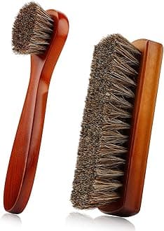 Shoe Brush, Shoe Cleaning Brush, 2 Pieces Horsehair Shoe Brush, Boot Brush, Horse Hair Brush for Leather, Shoe Brushes for Cleaning, Leather Shoes Boot Cleaning Brush Care Clean Dauber Applicators