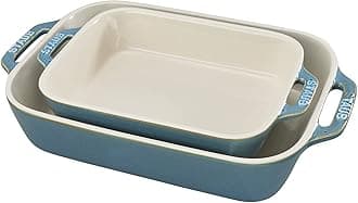 Rustic Turquoise Ceramic Rectangular Baking Dishes Set of 2